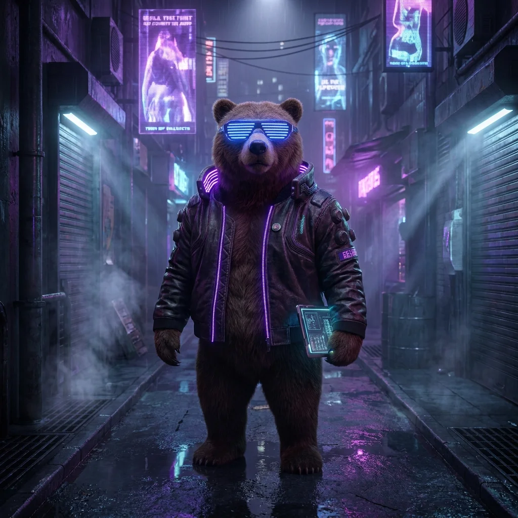 Cyberpunk AI art with neon lighting and futuristic city