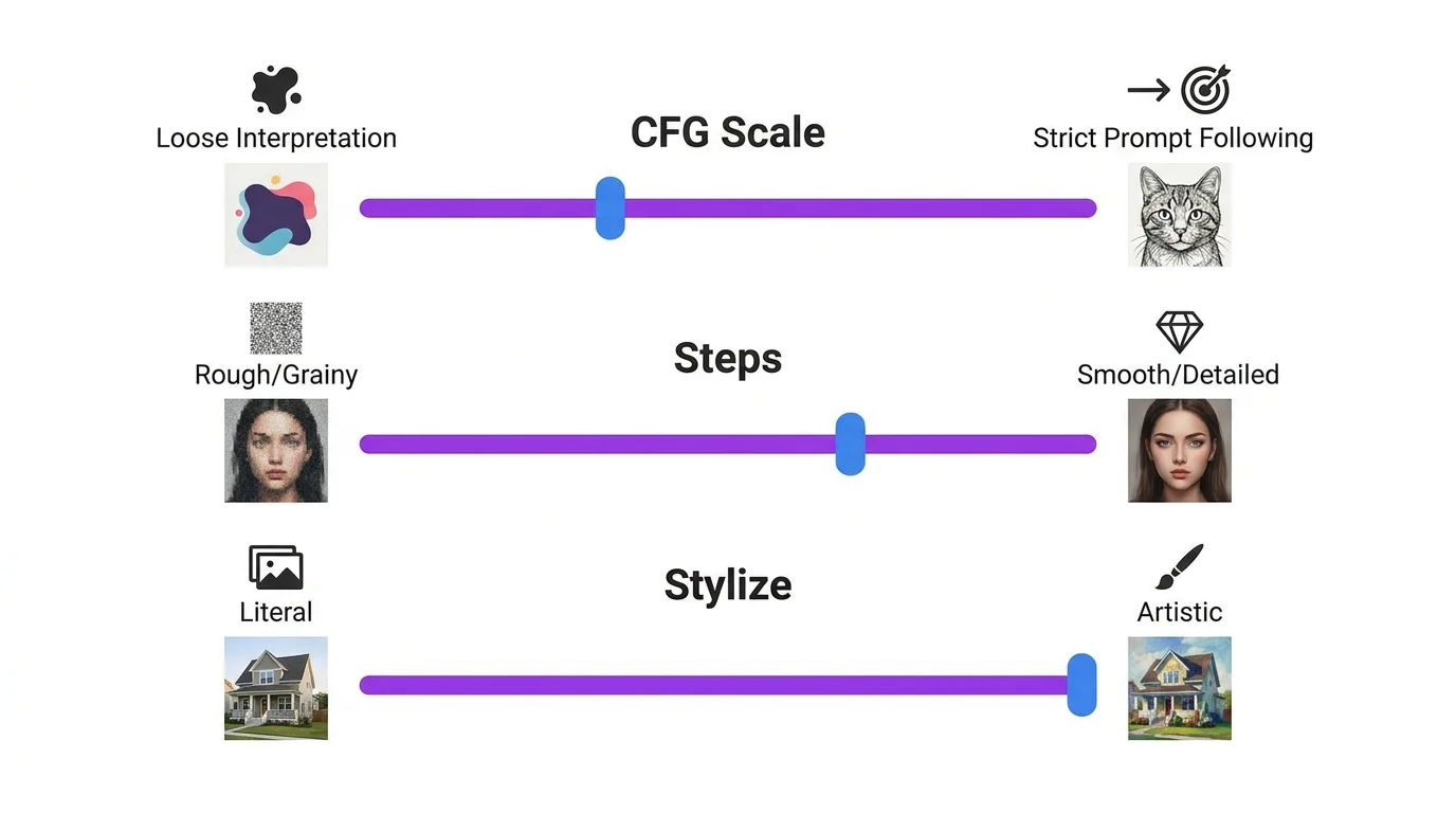 Visual diagram explaining key AI image generation terms and their relationships