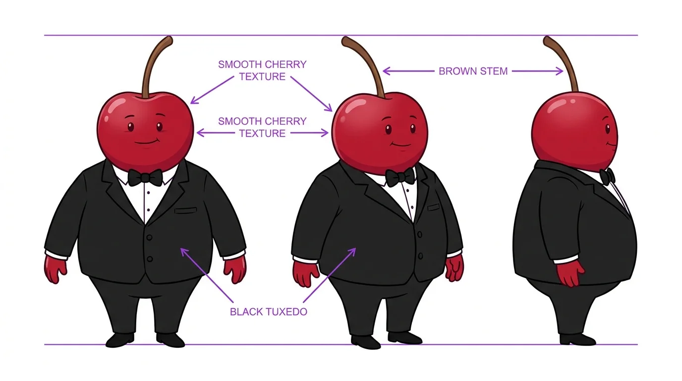 Character reference sheet example for AI visual storytelling