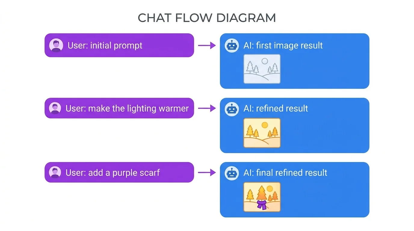 Conversational prompting flow showing iterative image refinement in ChatGPT