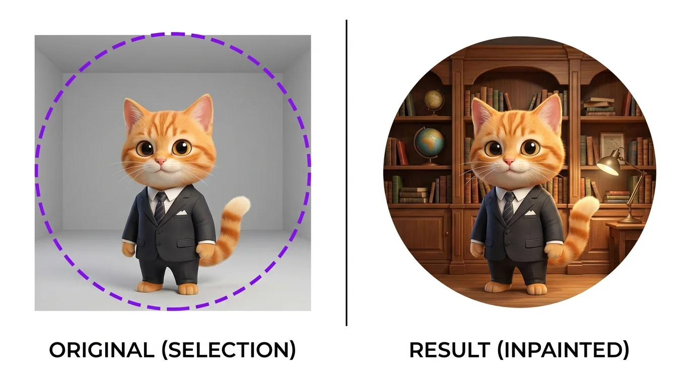 ChatGPT inpainting before and after showing selective image editing