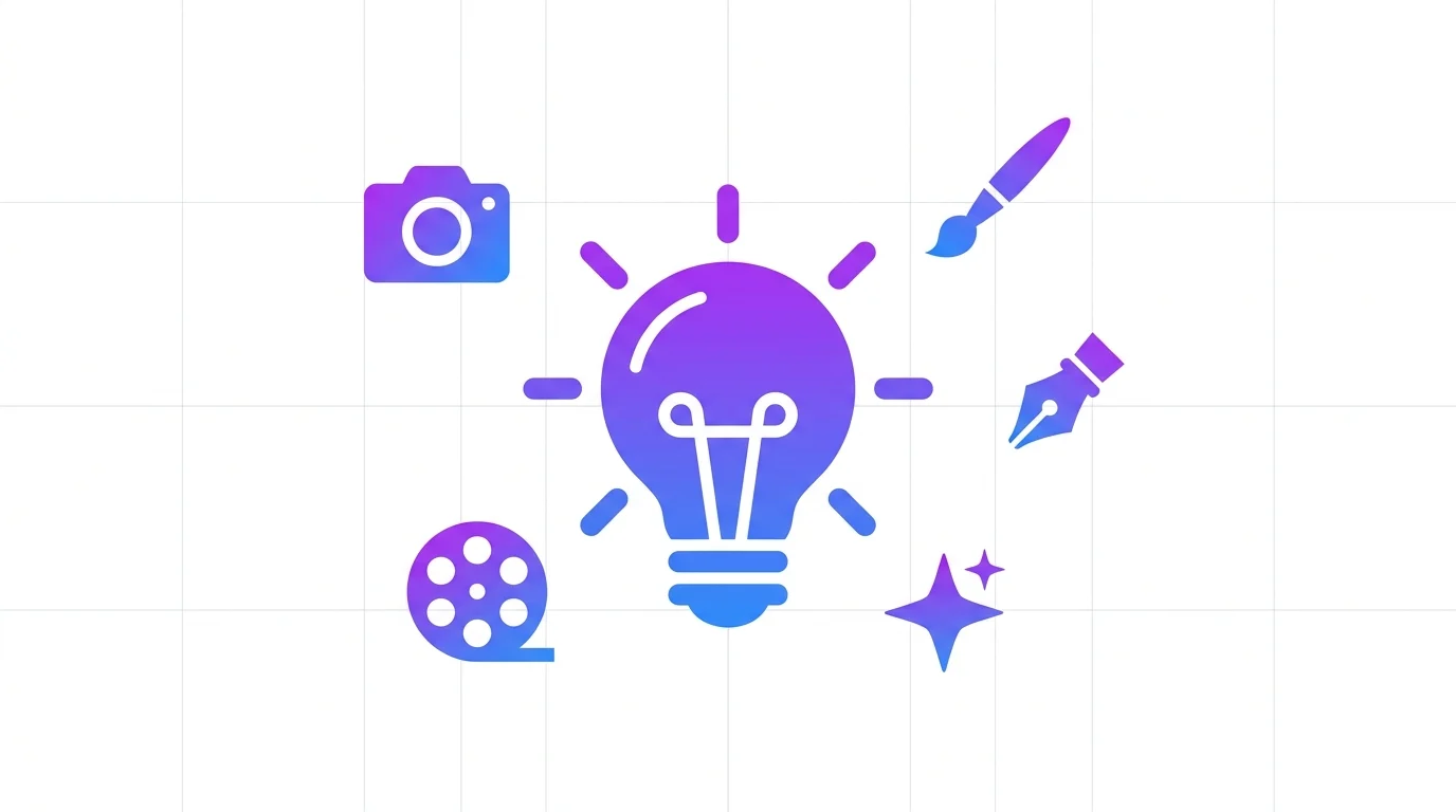 AI image prompt guides hero banner with lightbulb and creative icons  - Smart AI Edits