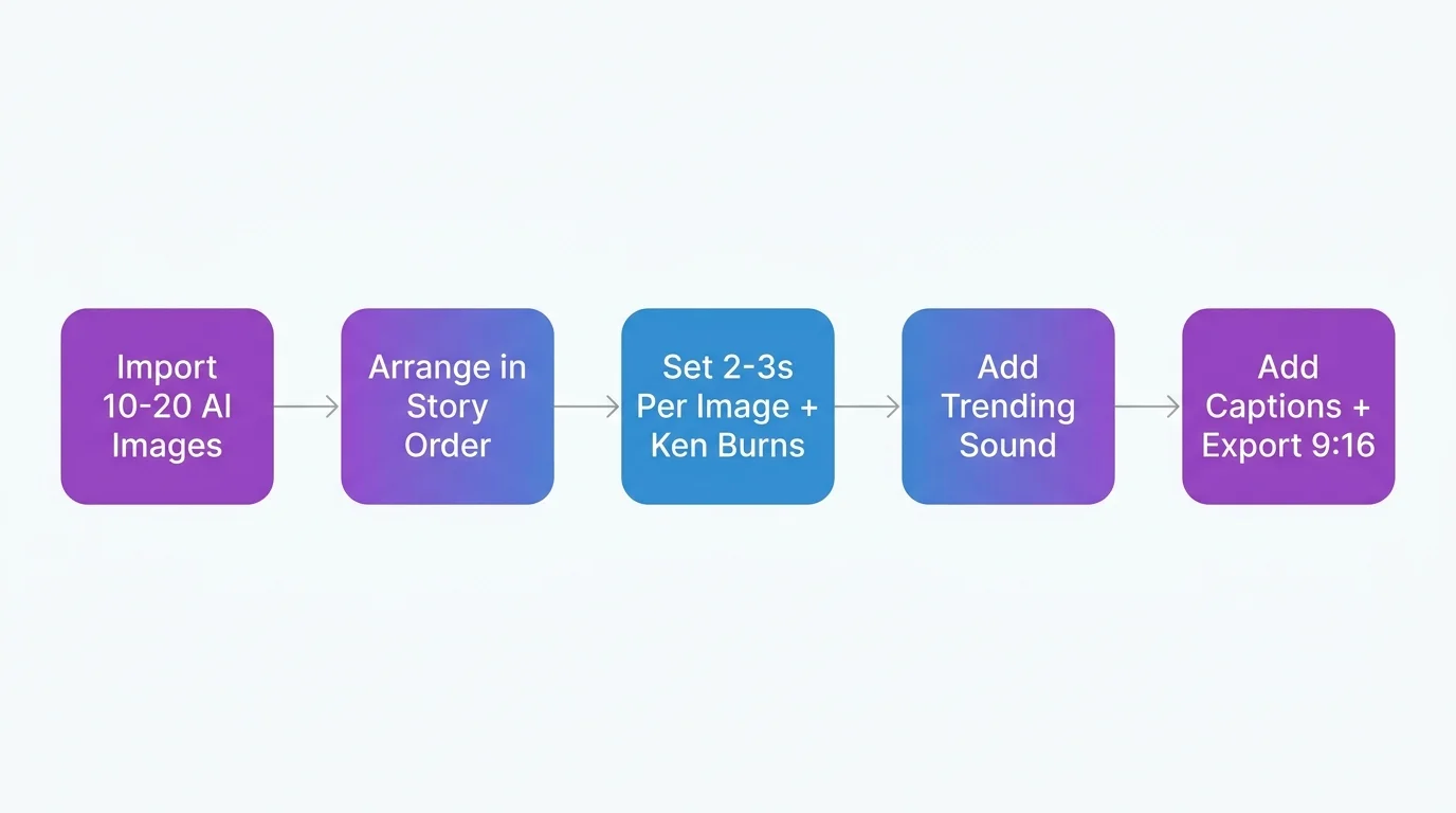CapCut editing workflow for AI story videos