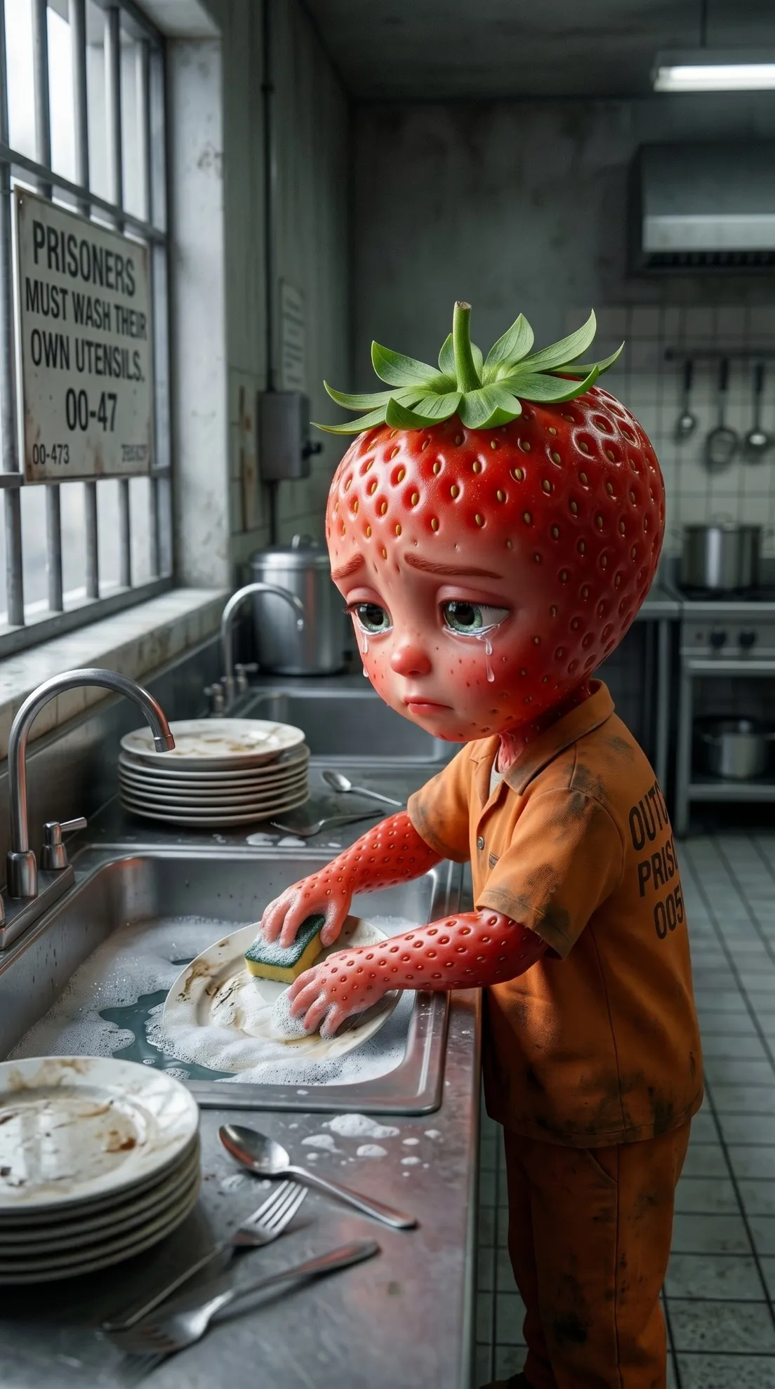 Washing Dishes - Pushed Overboard AI image prompt 3D Pixar style scene 14