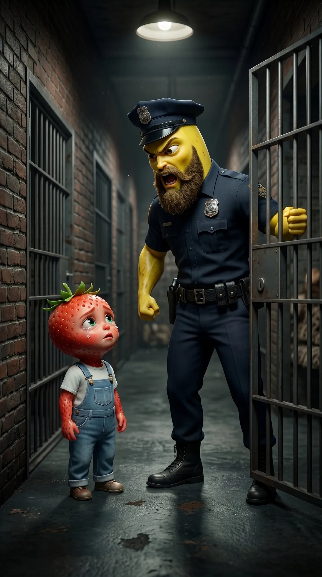 To the Jail - Pushed Overboard AI image prompt 3D Pixar style scene 11