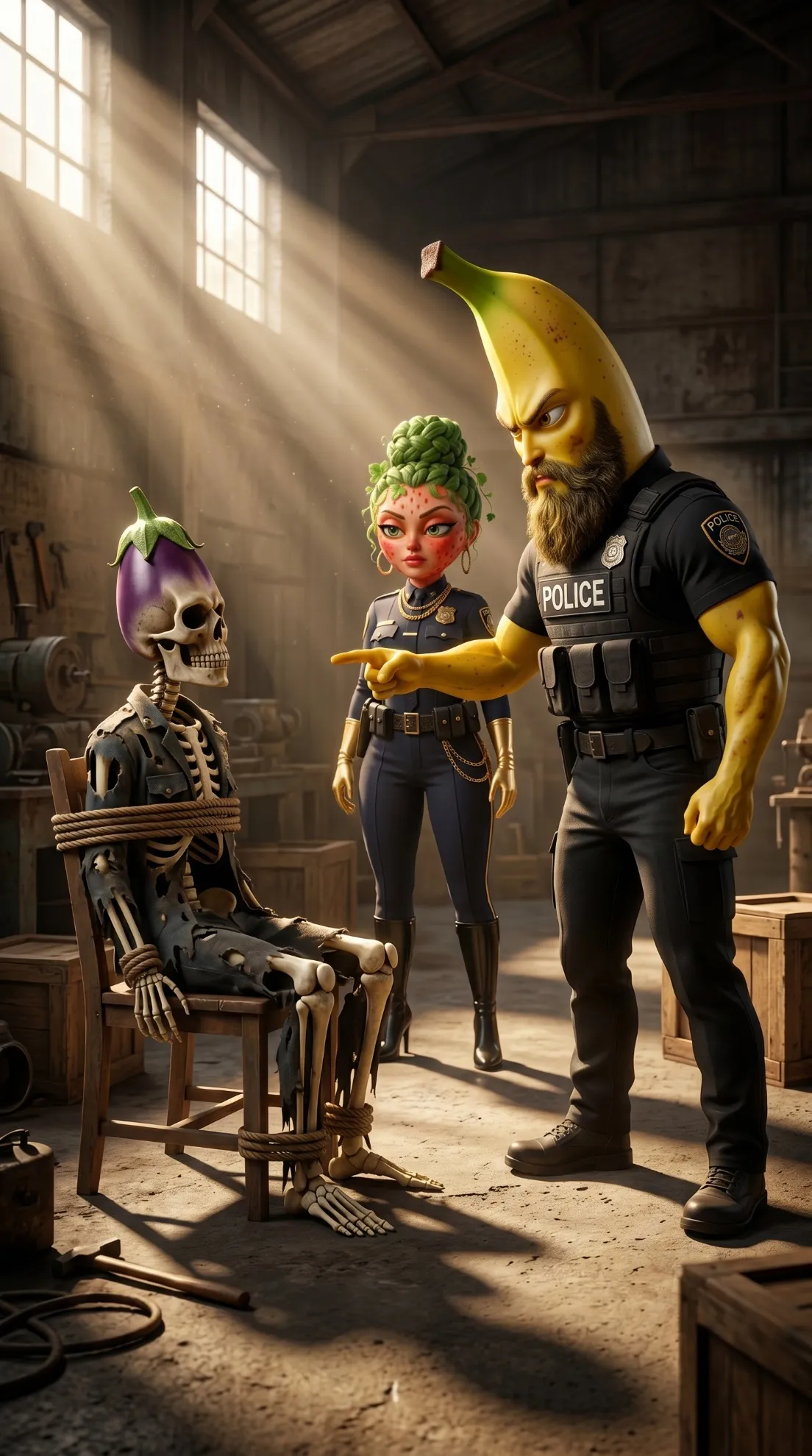 The Investigation - The Acid Ambush AI image prompt 3D Pixar style scene 16