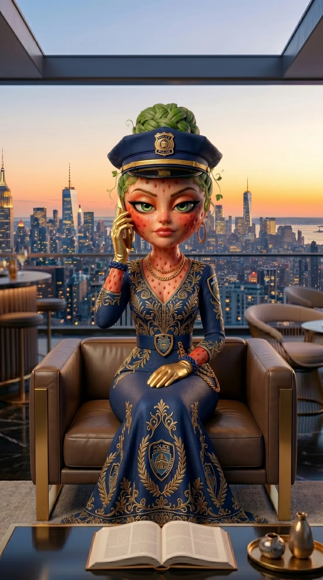 The Acid Ambush AI story stolen gold pendant luxury penthouse 3D Pixar style