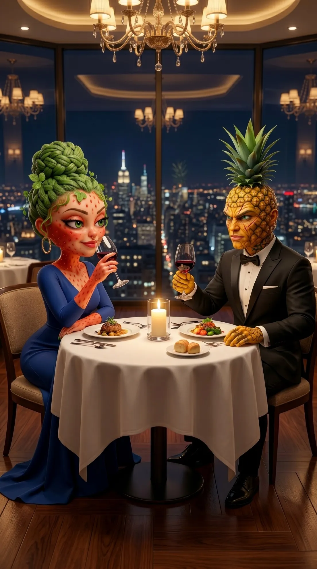 The Dinner Date - The Acid Ambush AI image prompt 3D Pixar style scene 12