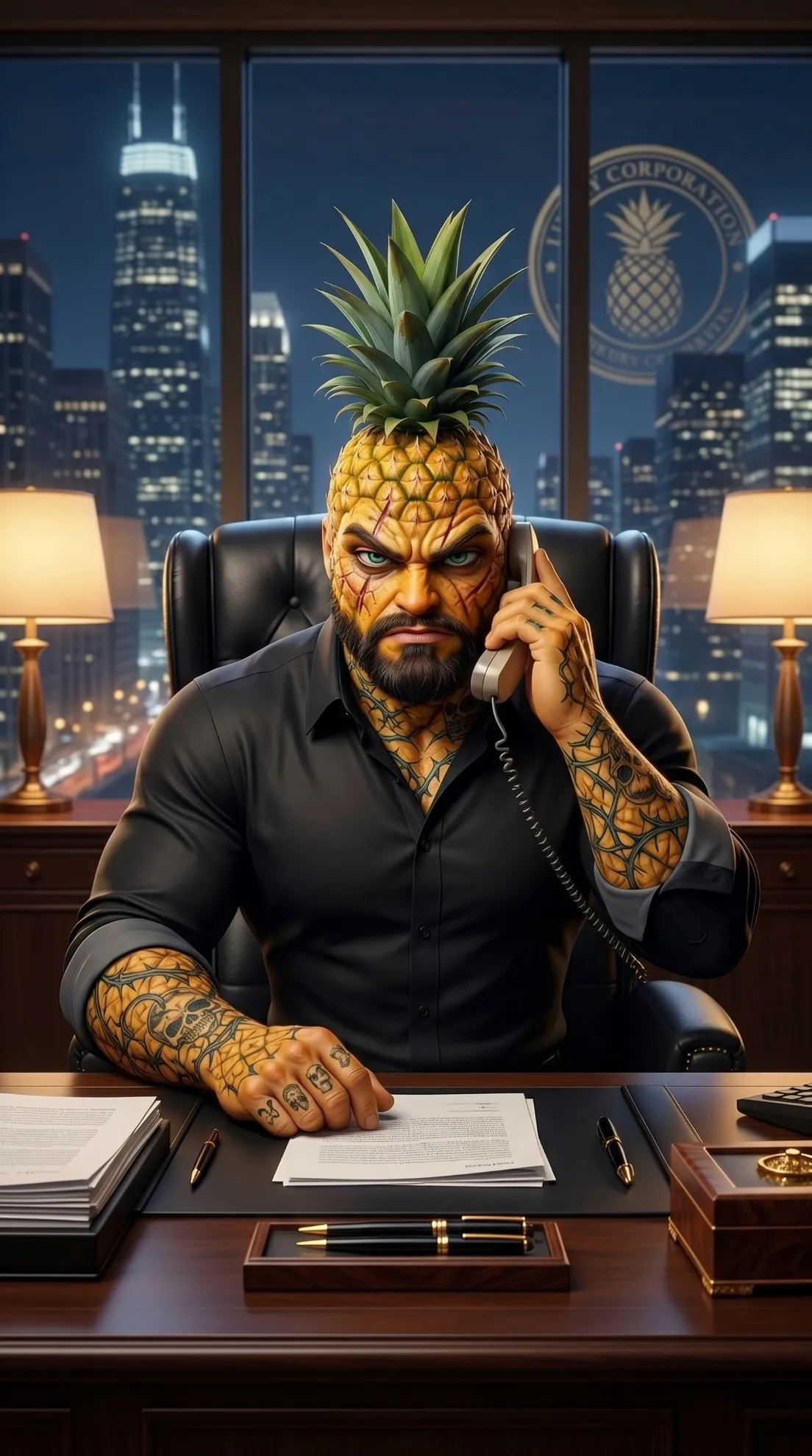 The Corrupt Verdict AI story Eggplant judge corrupt phone call 3D Pixar style