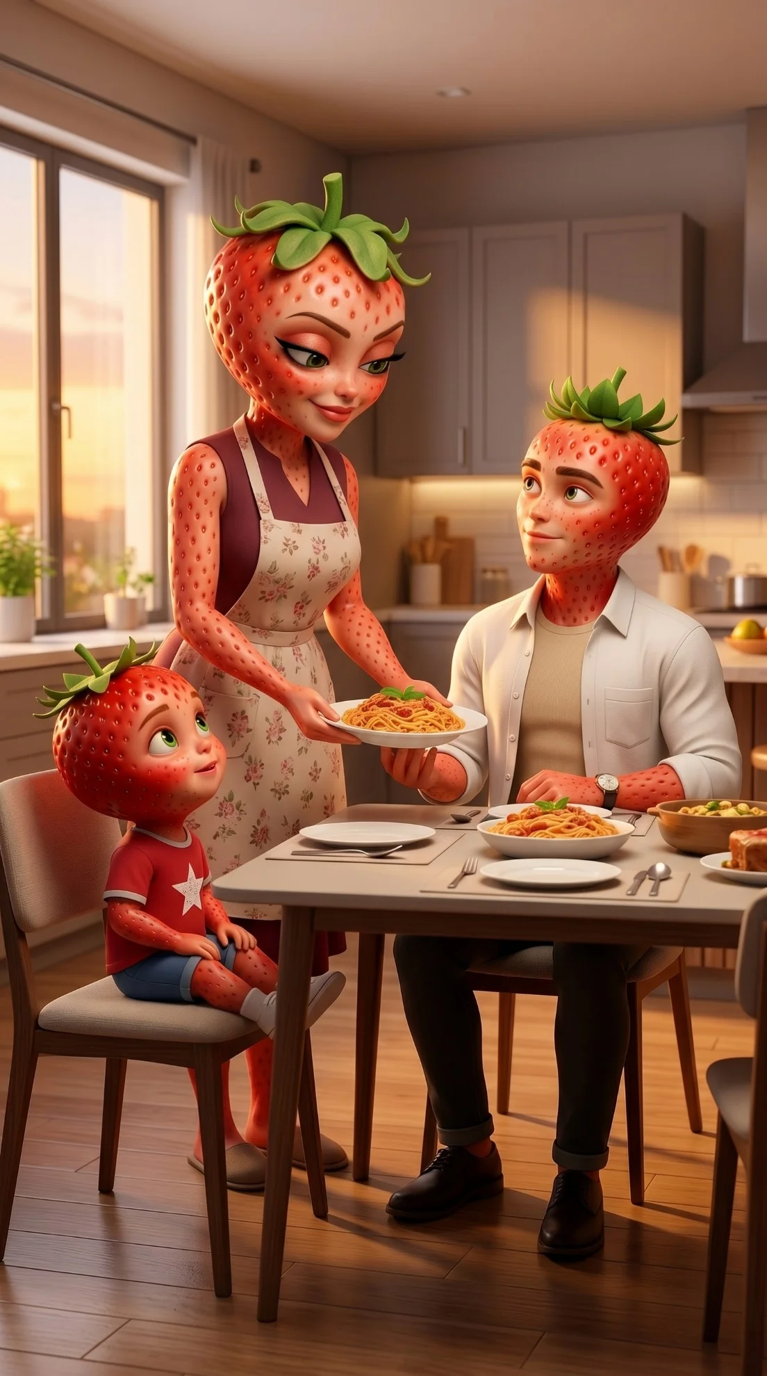 The Kitchen Inferno AI story family reunion 3D Pixar style