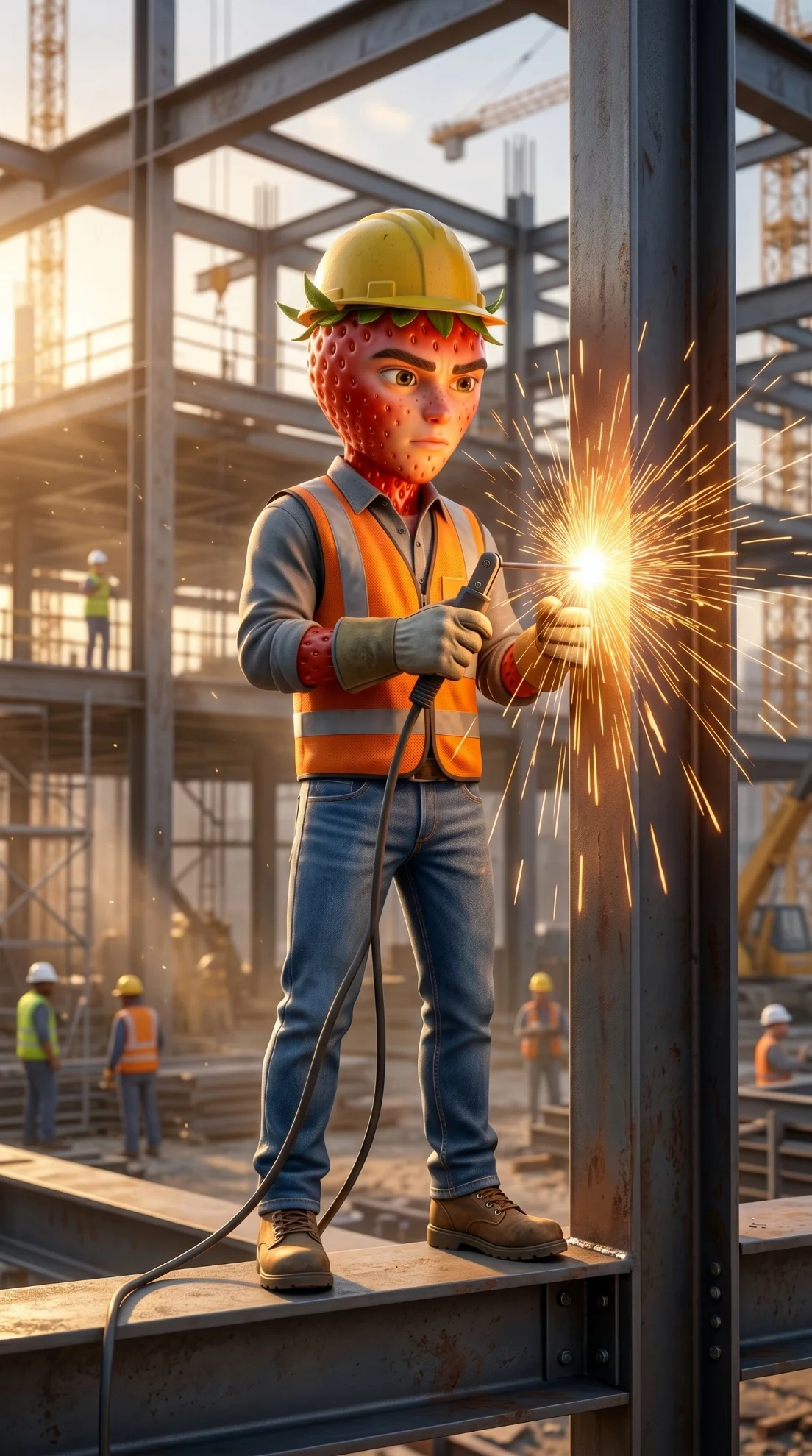 The Welding Shift - The Kitchen Inferno AI image prompt 3D Pixar style scene 13