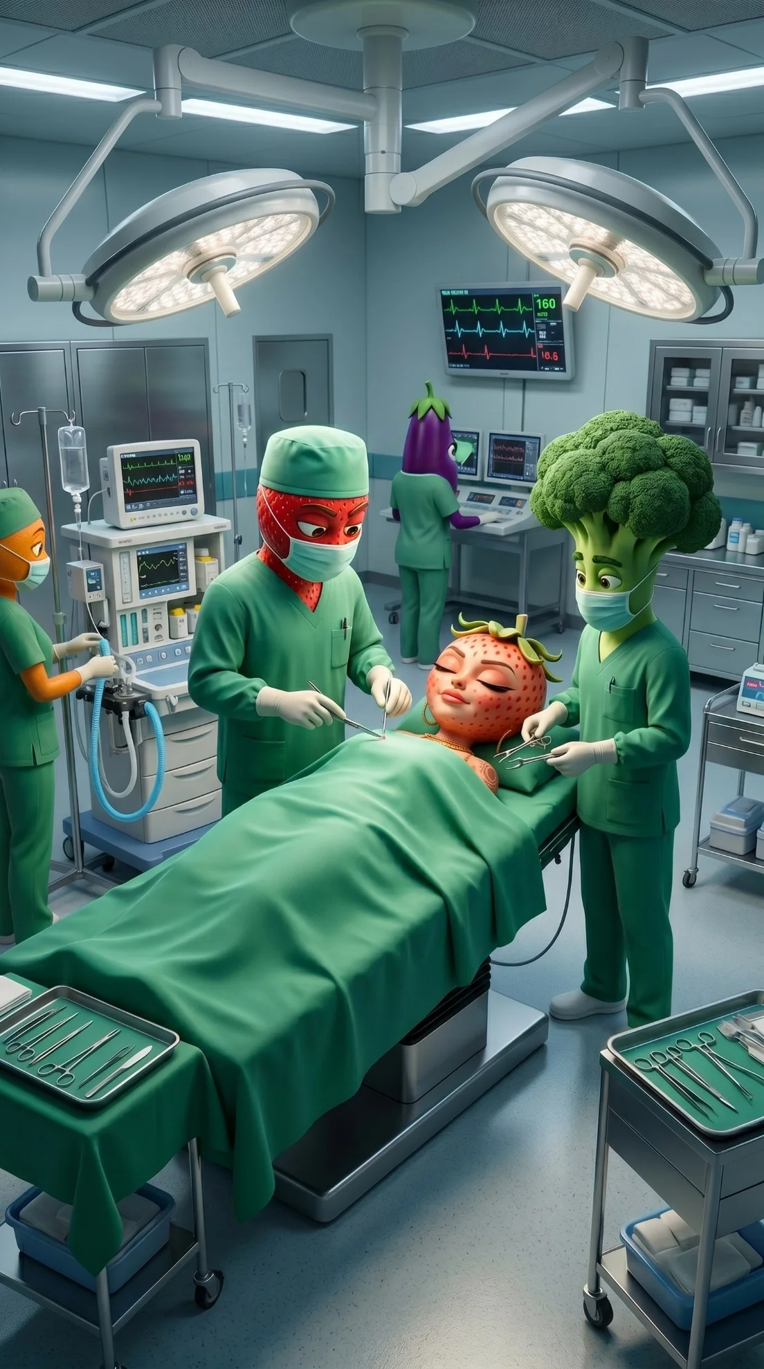The Kitchen Inferno AI story operation room 3D Pixar style