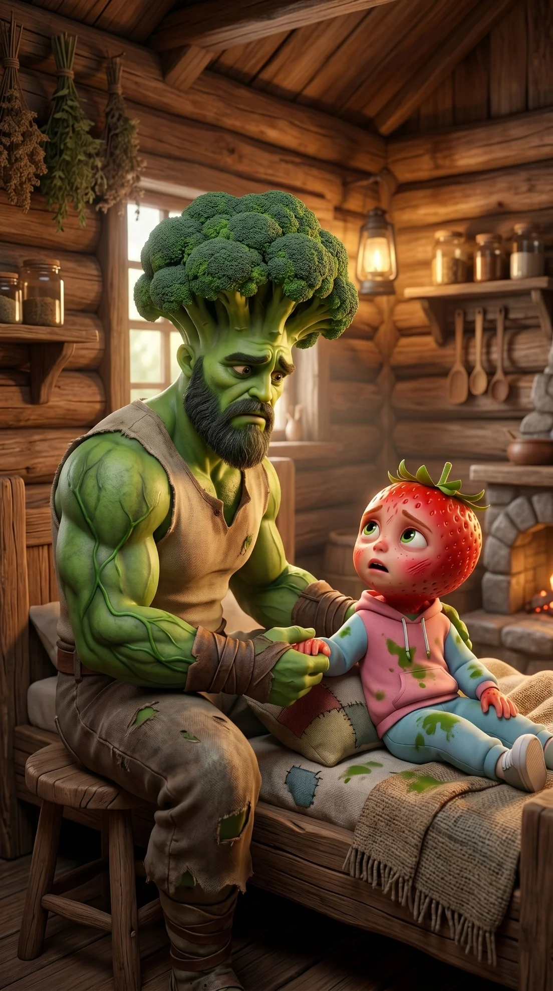 Gentle Care - The Lost Strawberry Kid AI image prompt scene 15