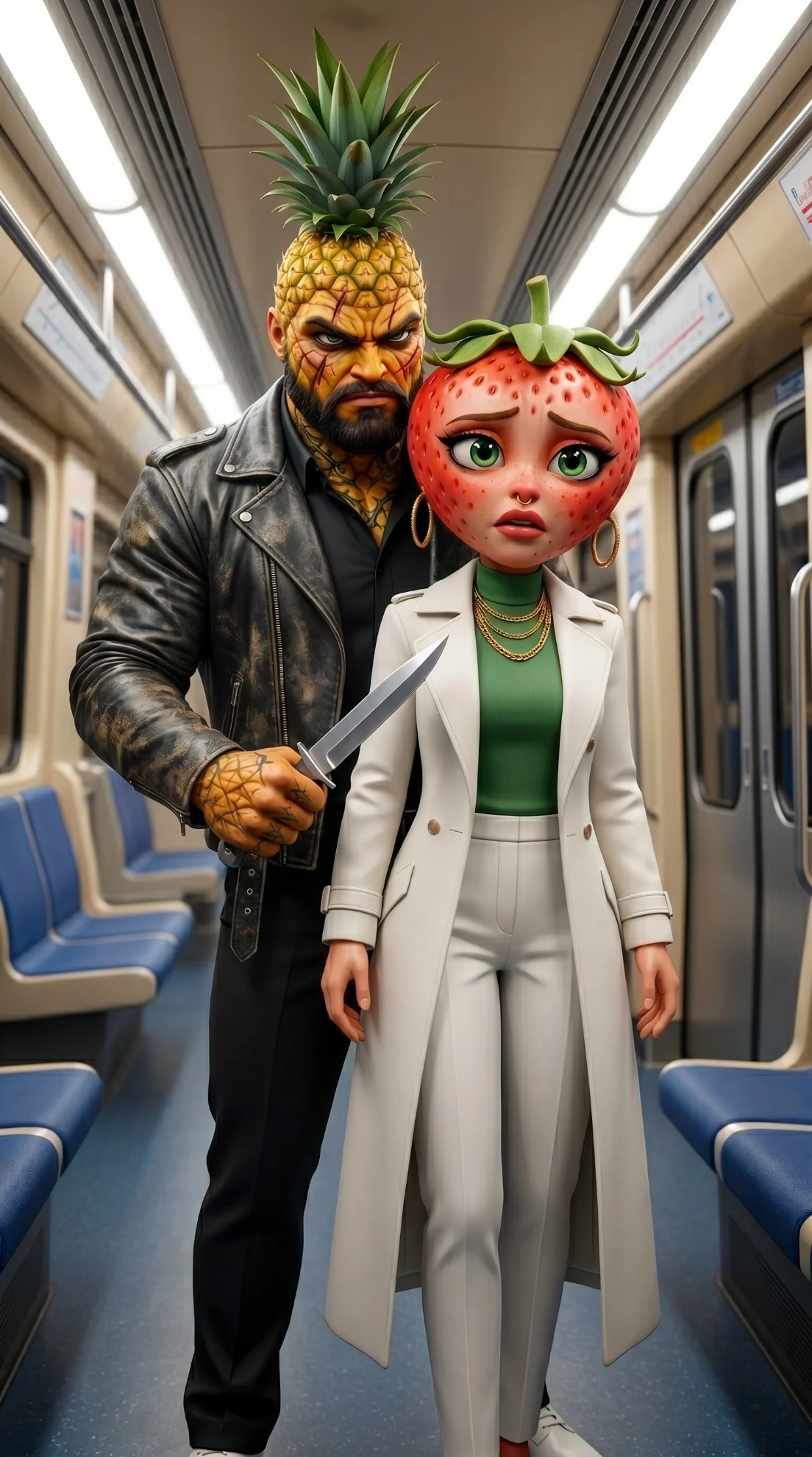 The Subway Threat - The Lost Strawberry Kid AI image prompt scene 17
