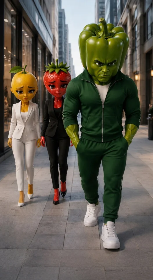 The Sidewalk Scene - The Pepper Tyrant AI image prompt scene 12
