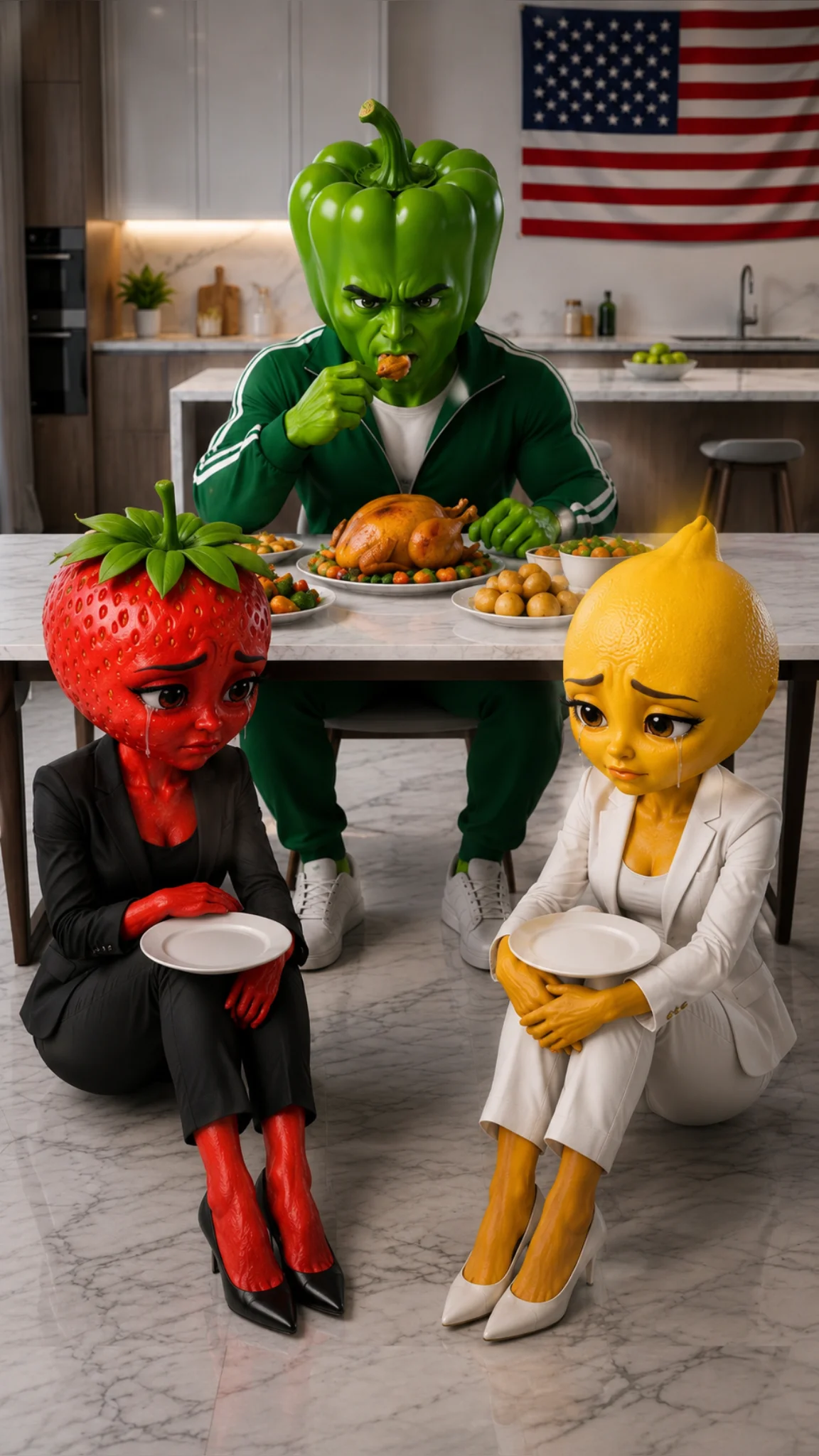 The Table Crash - The Pepper Tyrant AI image prompt scene 5