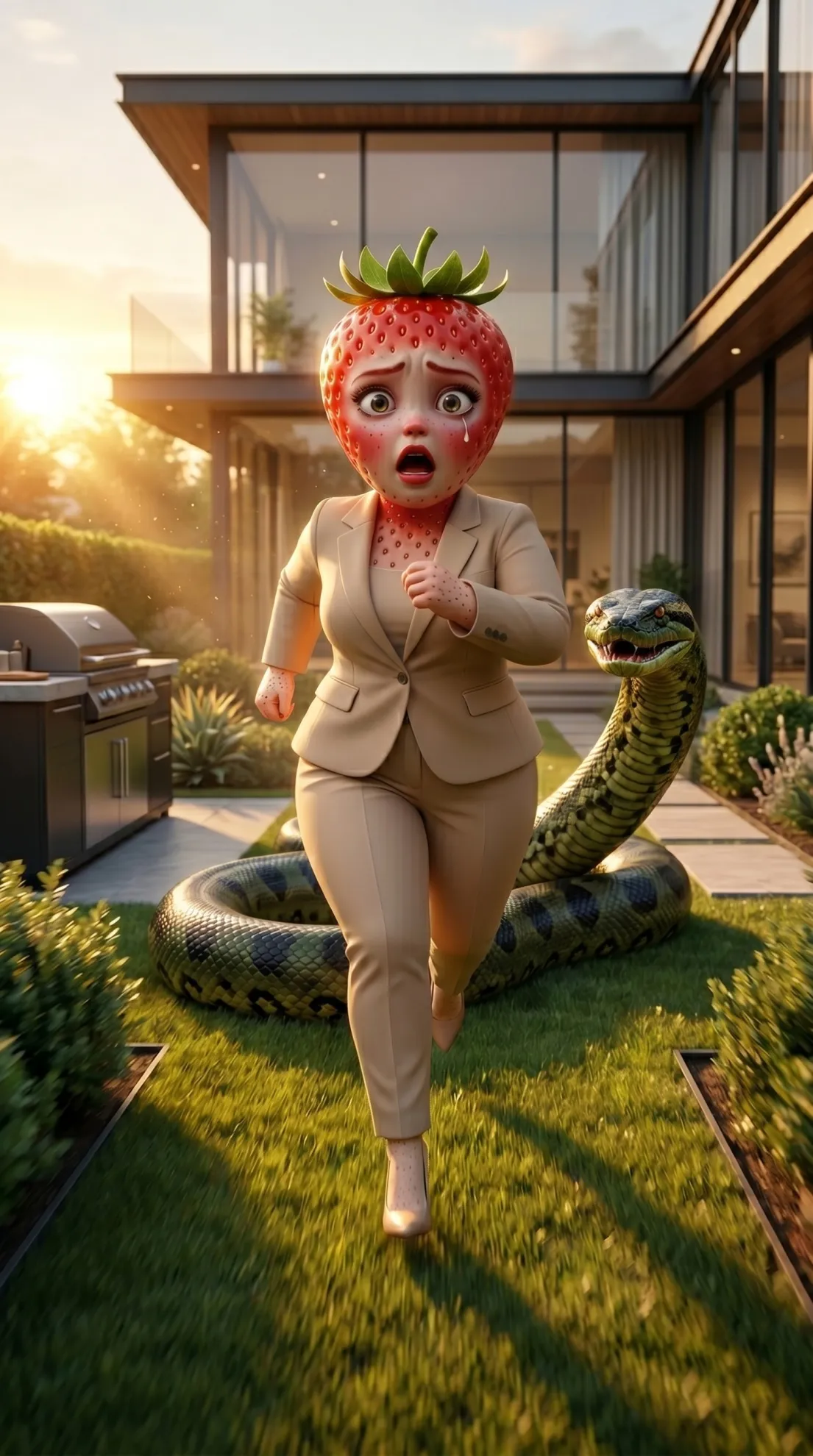 The Snake Strikes - The Serpent's Strike AI image prompt 3D Pixar style scene 2